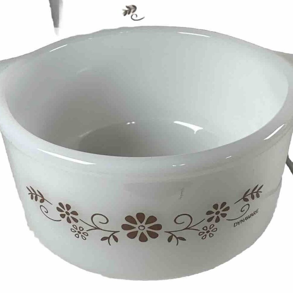 Dynaware Four Brown Daisy Casserole Oven Dish Bakeware Dbl Handle 12 Oz 3 Lids